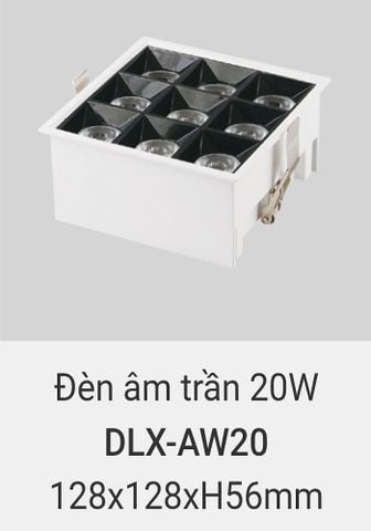  Đèn led downlight âm trần vuông vinaled 20w DLX AW20 