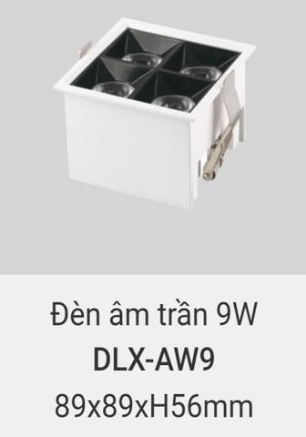  Đèn led downlight âm trần vuông vinaled 9w DLX AW9 