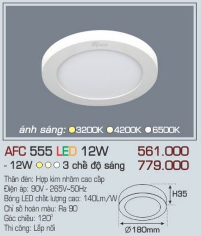  Đèn led ốp trần anfaco afc 555 led 12w 