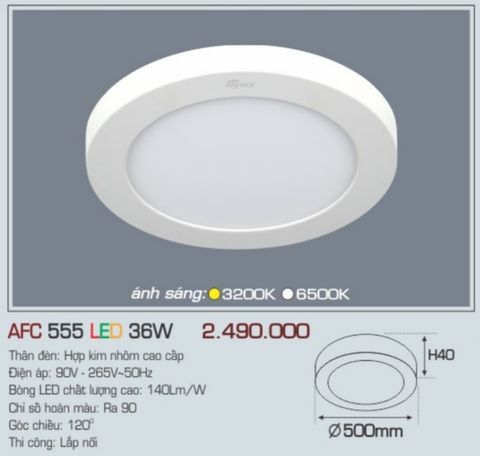  Đèn led ốp trần anfaco afc 555 led 36w 