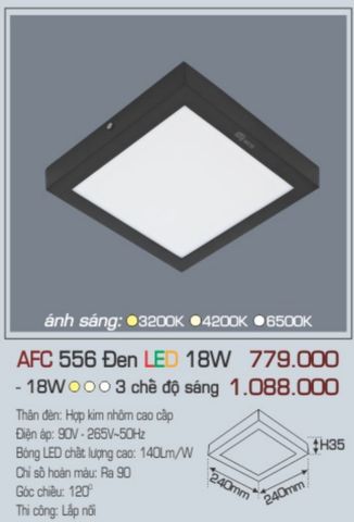  Đèn led ốp trần anfaco afc 556 đen led 18w 