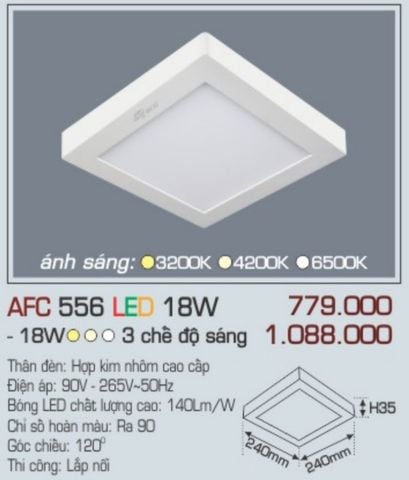  Đèn led ốp trần anfaco afc 556 led 18w 