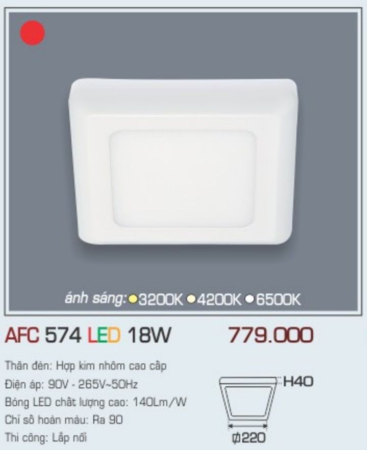 Đèn led ốp trần anfaco afc 574 led 18w