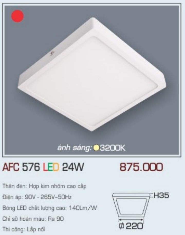 Đèn led ốp trần anfaco afc 576 led 24w