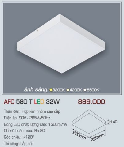  Đèn led ốp trần anfaco afc 580t led 32w 