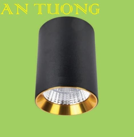  đèn lon led ốp nổi COB 10w viền vàng vỏ đen 