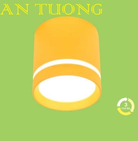  đèn lon led ốp trần 7w ánh sáng 3 màu, 3 chế độ, đổi màu vỏ vàng cam 