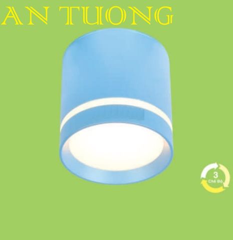  đèn lon led ốp trần 7w ánh sáng 3 màu, 3 chế độ, đổi màu vỏ xanh dương 