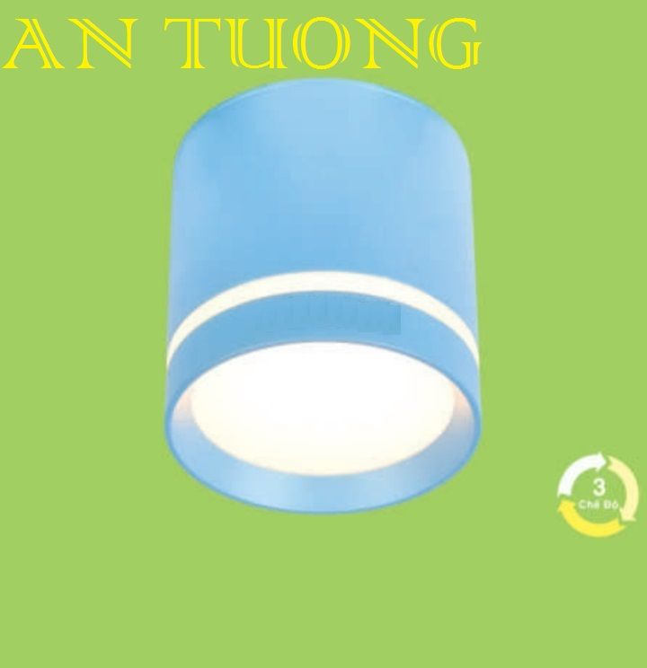 đèn lon led ốp trần 7w ánh sáng 3 màu, 3 chế độ, đổi màu vỏ xanh dương