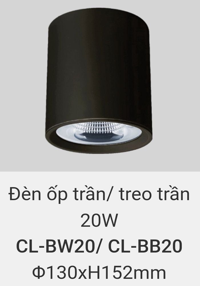 Đèn lon led ốp trần, treo trần, thả trần 20w CL BW20 , CL BB20