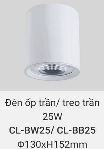 Đèn lon led ốp trần, treo trần, thả trần 25w CL BW25 , CL BB25 