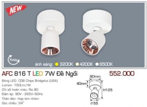  Đèn lon led ốp trần anfaco afc816t led 7w 