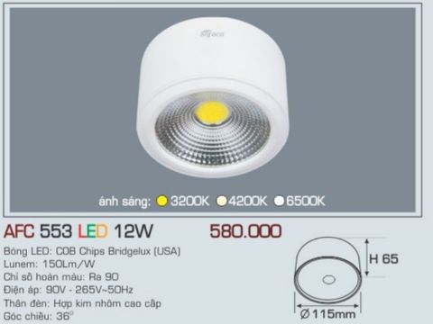  Đèn lon led ốp trần anfaco afc 553 led 12w 