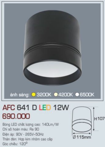  Đèn lon led ốp trần anfaco afc 641d led 12w 