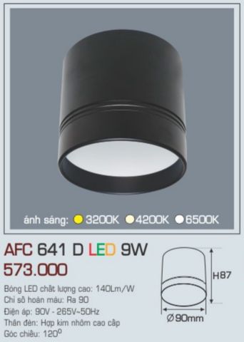  Đèn lon led ốp trần anfaco afc 641d led 9w 