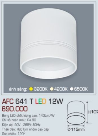  Đèn lon led ốp trần anfaco afc 641t led 12w 