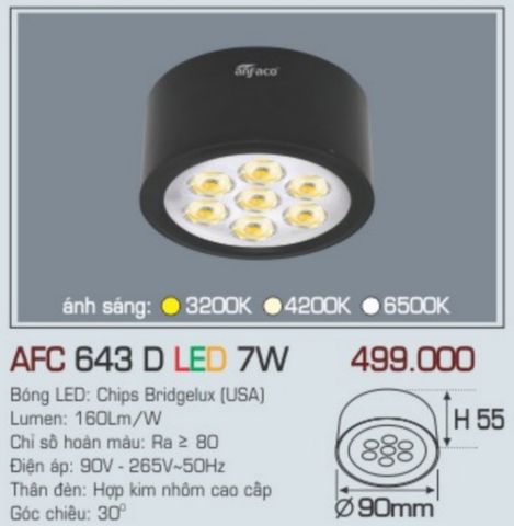  Đèn lon led ốp trần anfaco afc 643d led 7w 