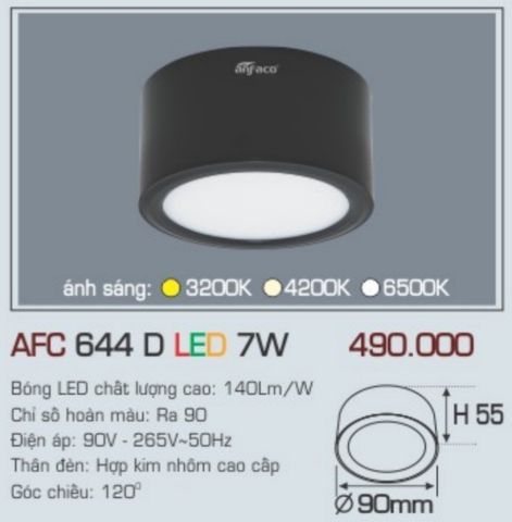  Đèn lon led ốp trần anfaco afc 644d led 7w 