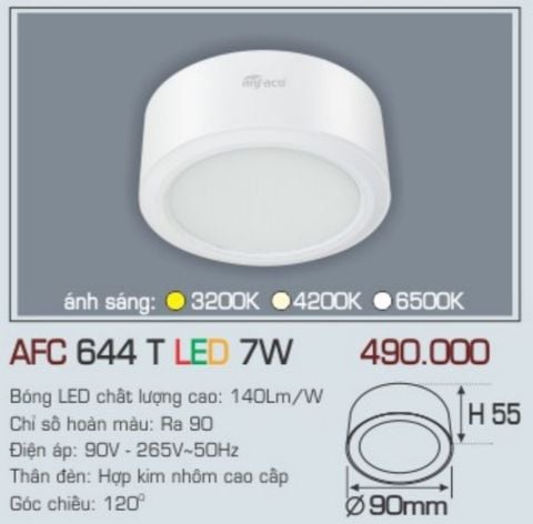  Đèn lon led ốp trần anfaco afc 644t led 7w 