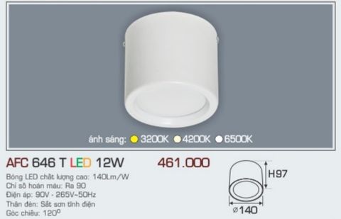  Đèn lon led ốp trần anfaco afc 646t led 12w 