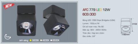  Đèn lon led ốp trần anfaco afc 779 led 12w 