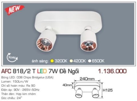  Đèn lon led ốp trần anfaco afc 8182t led 7w 