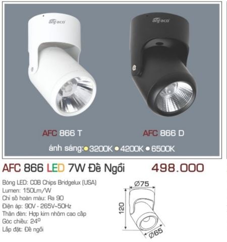  Đèn lon led ốp trần anfaco afc 866 led 7w 