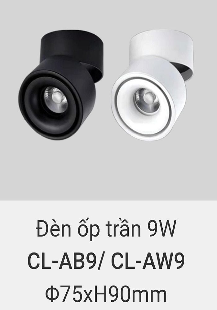 Đèn lon led ốp trần xoay chiếu điểm vinaled 9w CL AB9 , CL AW9