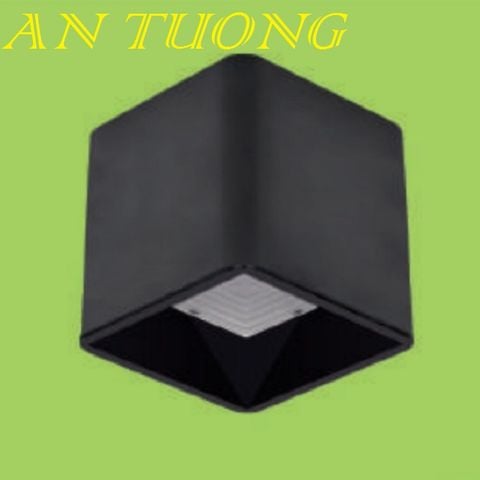  đèn lon led vuông ốp trần, ốp nổi 9w viền đen 