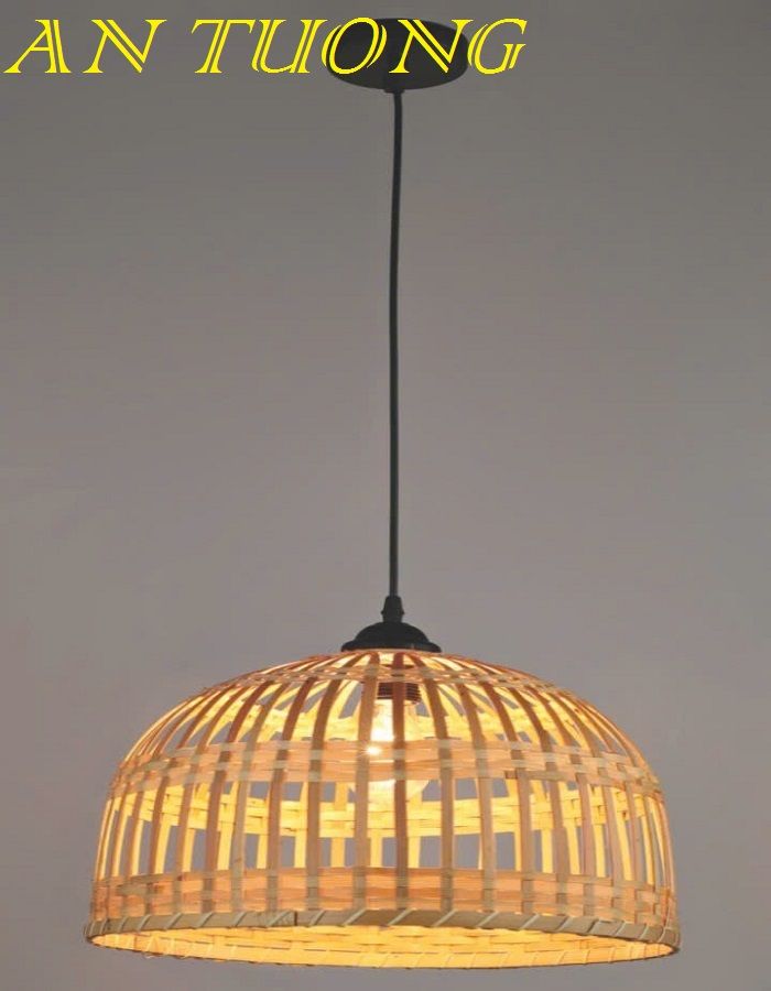 đèn mây tre treo thả trần trang trí nhà hàng, quán ăn, quán cafe 040