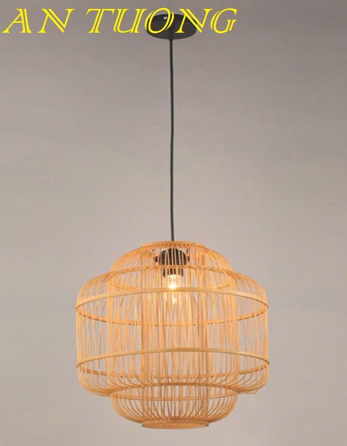 đèn mây tre treo thả trần trang trí nhà hàng, quán ăn, quán cafe 061