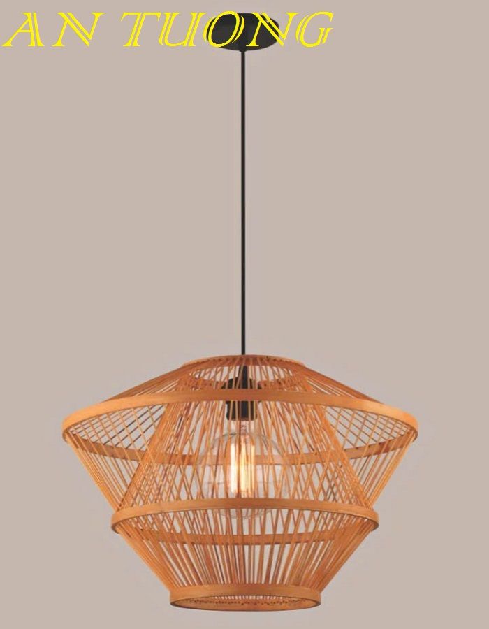 đèn mây tre treo thả trần trang trí nhà hàng, quán ăn, quán cafe 085