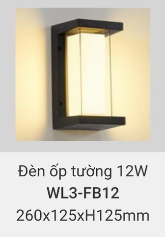  đèn ốp tường, treo tường trang trí ngoài trời vinaled 12w WL3 FB12 