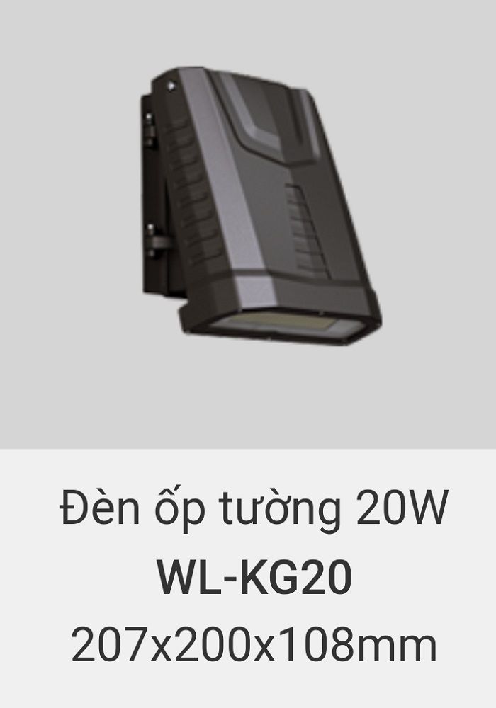 đèn ốp tường, treo tường trang trí ngoài trời vinaled 20w WL KG20
