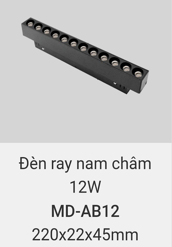 Đèn ray nam châm chiếu điểm vinaled 12w MD AB12