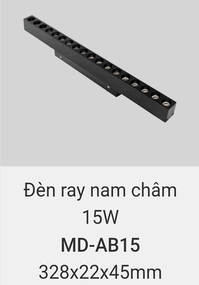 Đèn ray nam châm chiếu điểm vinaled 15w MD AB15