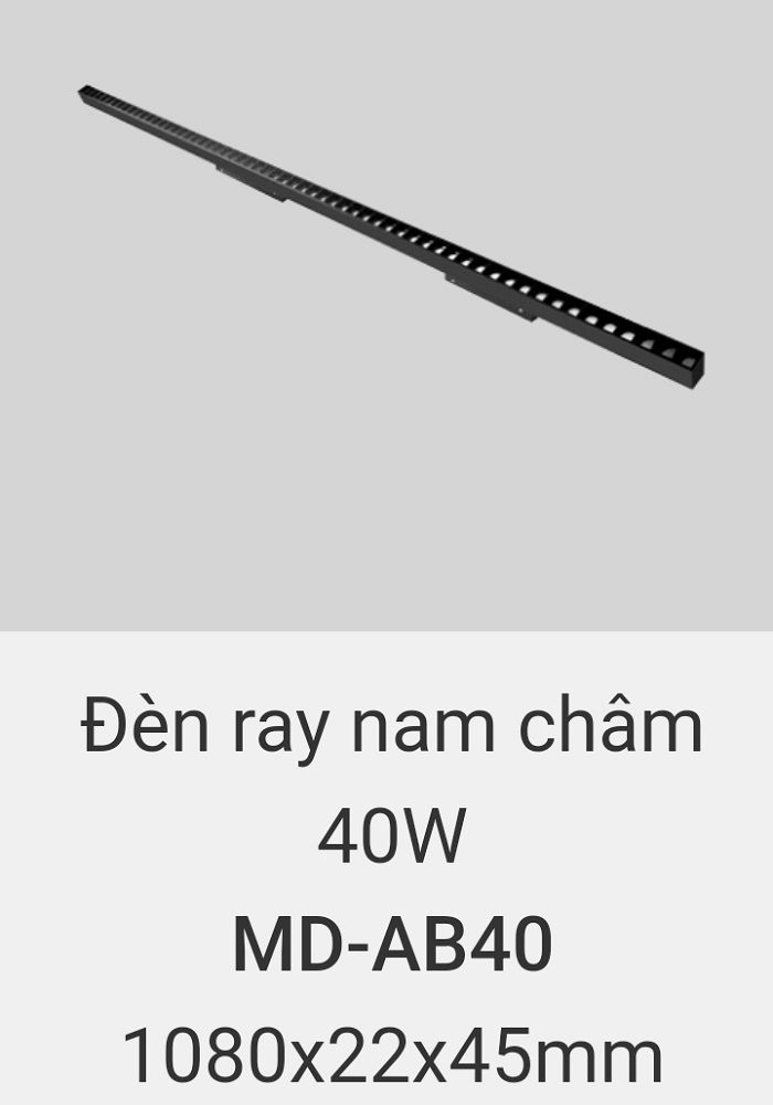 Đèn ray nam châm chiếu điểm vinaled 40w MD AB40