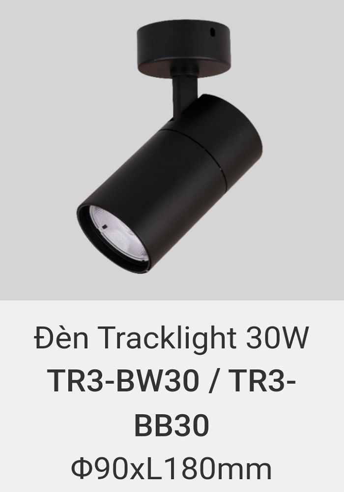 Đèn rọi gắn nổi vinaled 30w TR3 BW30 , TR3 BB30