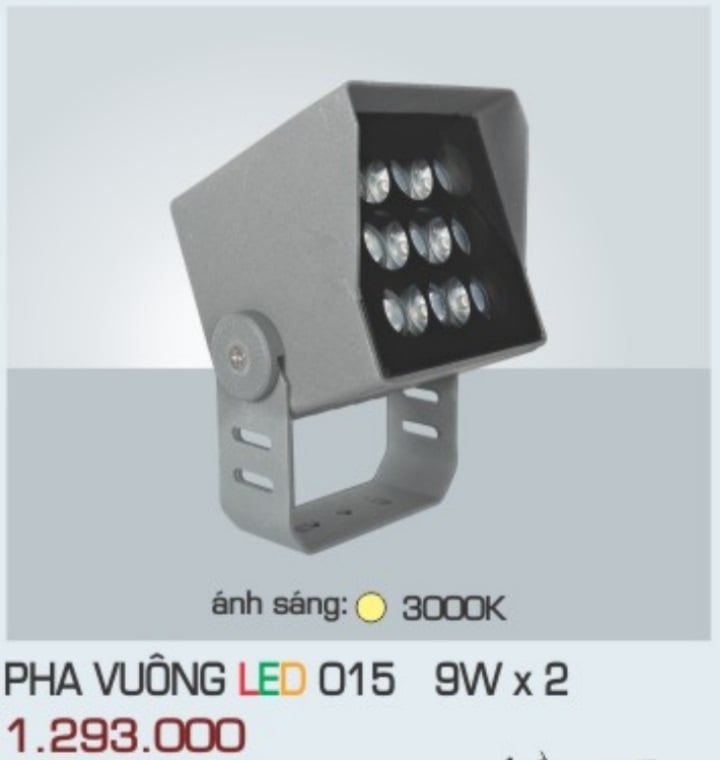 ĐÈN RỌI NGOÀI TRỜI ANFACO PHA VUÔNG LED 015 9W X 2