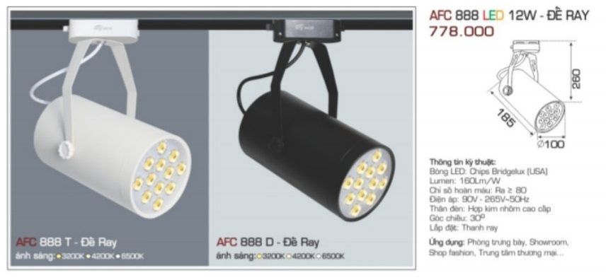 đèn rọi ray anfaco afc 888 led 12w