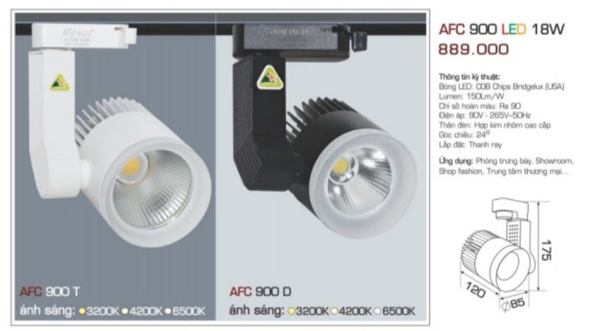 đèn rọi ray anfaco afc 900 led 18w