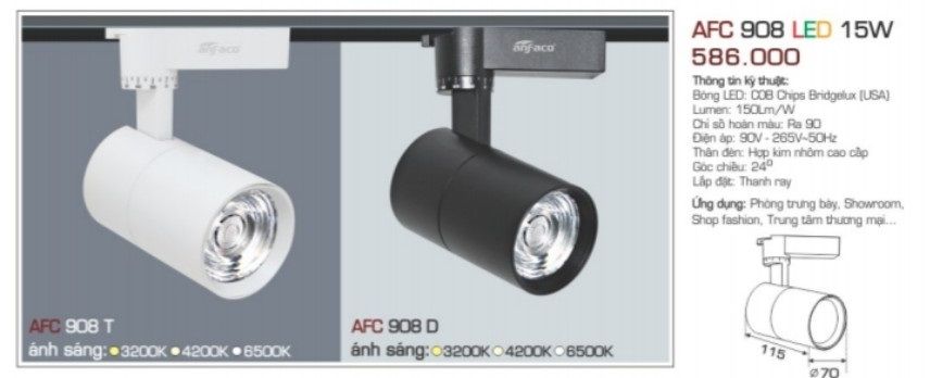 đèn rọi ray anfaco afc 908 led 15w