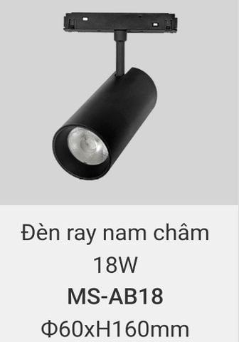  Đèn rọi ray nam châm chiếu điểm vinaled 18w MS AB18 