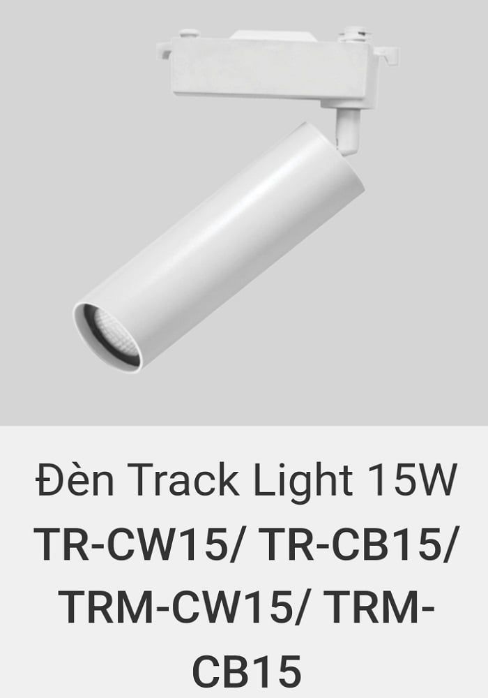 Đèn rọi ray vinaled 15w TR CW15 , TR CB15 , TRM CW15 , TRM CB15