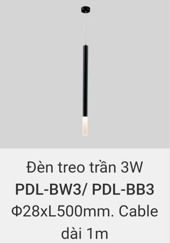  Đèn thả trần, đèn thả trang trí vinaled 3w PDL BW3 , PDL BB3 