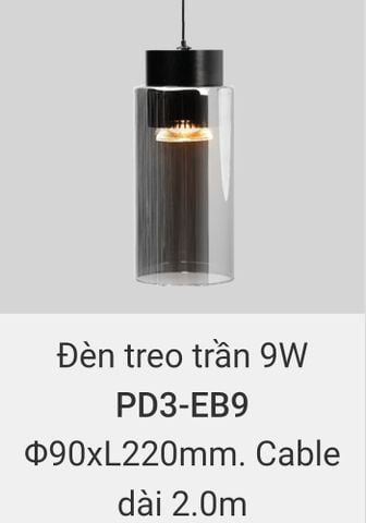  Đèn thả trần, đèn thả trang trí vinaled 9w PD3 EB9 