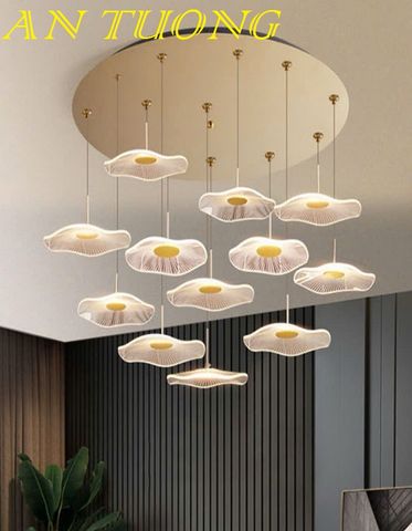  đèn thả trần hình lá sen trang trí phòng khách đẹp hiện đại 01 