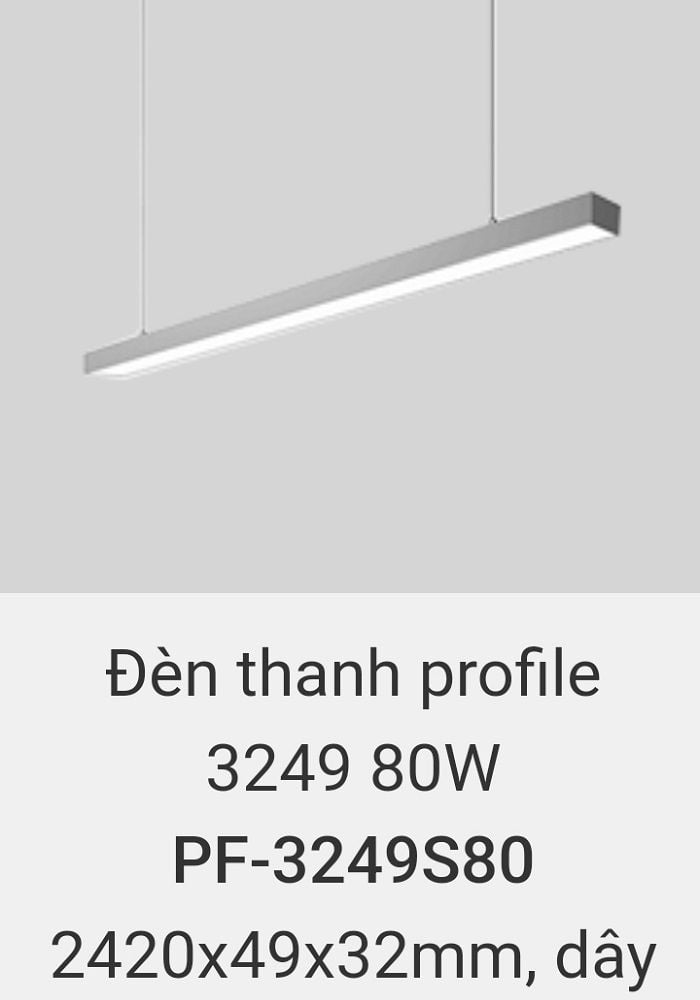 đèn thả trần văn phòng 2m4 vinaled 80w PF 3249S80