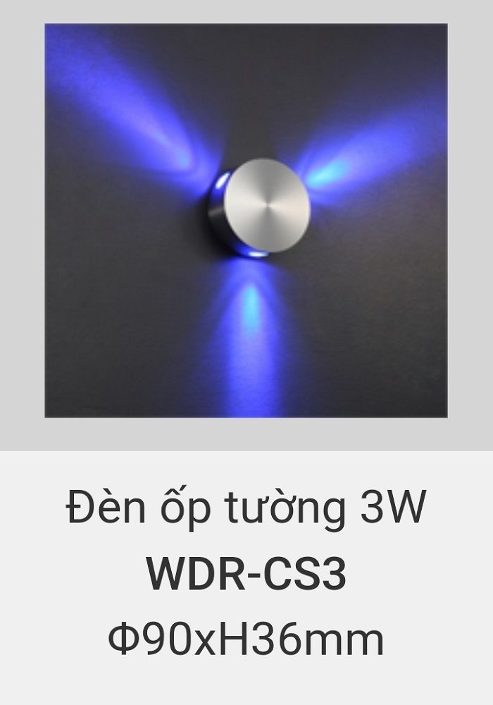 đèn treo tường rang trí vách hành lang, cầu thang vinaled 3w WDR CS3