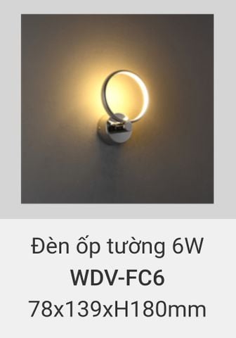  đèn treo tường rang trí vách hành lang, cầu thang vinaled 6w WDV FC6 
